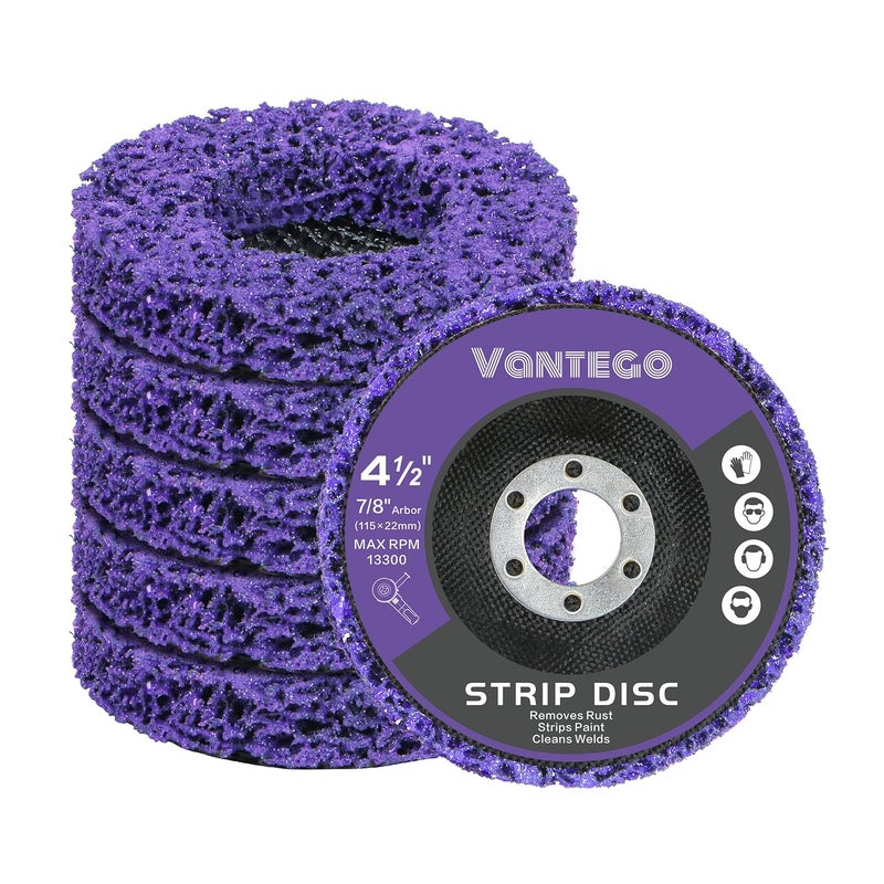 Vantego 5-Pack 4-1/2" x 7/8" Paint Stripper Discs for Angle Grinder - Rust Removal, Metal Grinding, Quick Stripping Wheel Replacement - Image 1